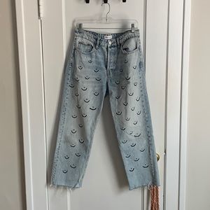 Painted Straight Legged High Waisted Zara Jeans